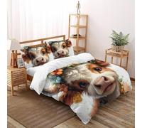 DICVXST 3D Printed Boho Cow Duvet Cover Set Girls Boys 3 Piece Microfiber with Pillowcases With Zipper Closure King（220x240cm）