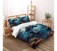DICVXST 3D Printed Coral Reef Orcas Bedding Set with Girls Boys 3 Piece Microfiber with Pillowcases With Zipper Closure Super King（260x220cm）