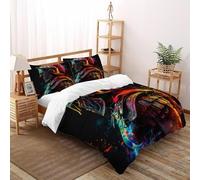 DICVXST 3D Printed Cosmic Warrior Quilt Cover Single Girls Boys 3 Pcs Microfiber And Pillowcases With Zipper Closure King(220x240cm)
