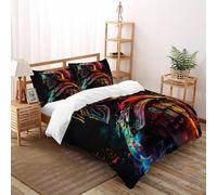 DICVXST 3D Printed Cosmic Warrior Quilt Cover Single Girls Boys 3 Piece Microfiber with Pillowcases With Zipper Closure Super King(260x220cm)