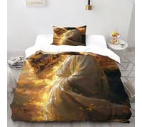 DICVXST 3D Printed Divine Serenity Quilt Cover Single Girls Boys 2 Piece Microfiber with Pillowcases With Zipper Closure Single(135x200cm)