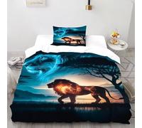 DICVXST 3D Printed Elemental Lions Duvet Cover Sets Girls Boys 2 Piece Easy Care with Pillowcases With Zipper Closure Single（135x200cm）