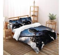 DICVXST 3D Printed Facing The Spirit Duvet Cover Set Girls Boys 3 Piece Easy Care with Pillowcases With Zipper Closure Double（200x200cm）