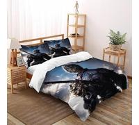 DICVXST 3D Printed Facing The Spirit Duvet Cover Set Girls Boys 3 Piece Easy Care with Pillowcases With Zipper Closure King（220x240cm）