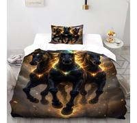 DICVXST 3D Printed Fiery Celestial Horses Duvet Cover Sets for Kids 2 Piece Microfiber with Pillowcases With Zipper Closure Single(135x200cm)