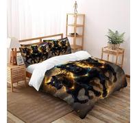 DICVXST 3D Printed Fiery Celestial Horses Quilt Cover Single for Kids 3 Piece Easy Care And Pillowcases With Zipper Closure Super King(260x220cm)