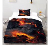 DICVXST 3D Printed Fire Darkness Bedding Set with for Kids 2 Piece Easy Care with Pillowcases With Zipper Closure Single（135x200cm）