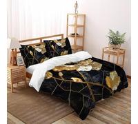 DICVXST 3D Printed Golden Bloom Duvet Cover Set Girls Boys 3 Piece Microfiber with Pillowcases With Zipper Closure King（220x240cm）