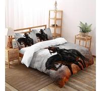 DICVXST 3D Printed Knight of Ashes Bedding Set with Girls Boys 3 Piece Easy Care And Pillowcases With Zipper Closure Super King（260x220cm）