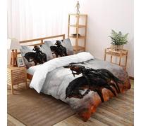 DICVXST 3D Printed Knight of Ashes Bedding Set with Girls Boys 3 Piece Easy Care with Pillowcases With Zipper Closure King（220x240cm）