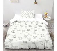 DICVXST 3D Printed Koalas Quilt Cover Single for Kids 2 Piece Microfiber with Pillowcases With Zipper Closure Single（135x200cm）
