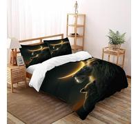 DICVXST 3D Printed Lion And Cub Under Crescent Moon Bedding Bed Set Girls Boys 3 Piece Microfiber with Pillowcases With Zipper Closure Double(200x200cm)