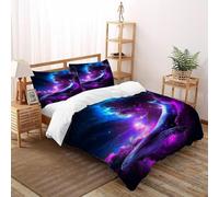 DICVXST 3D Printed Nebula Whale Bedding Set with Girls Boys 3 Piece Easy Care And Pillowcases With Zipper Closure King（220x240cm）