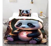 DICVXST 3D Printed Panda's Lantern Quilt Cover Single Girls Boys 2 Pcs Easy Care with Pillowcases With Zipper Closure Single（135x200cm）