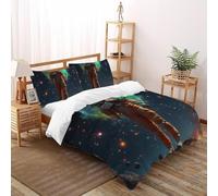DICVXST 3D Printed Planet Watcher Quilt Cover Single for Kids 3 Piece Easy Care And Pillowcases With Zipper Closure Super King(260x220cm)