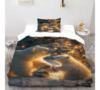DICVXST 3D Printed Polar Bears Duvet Cover Set Girls Boys 2 Piece Easy Care with Pillowcases With Zipper Closure Single（135x200cm）