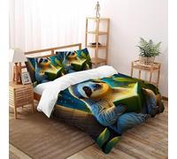 DICVXST 3D Printed Reading Sloth Duvet Cover Set Girls Boys 3 Piece Easy Care with Pillowcases With Zipper Closure King（220x240cm）