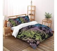 DICVXST 3D Printed Scratch Art T-Rex Bedding Set with Girls Boys 3 Piece Microfiber And Pillowcases With Zipper Closure Super King（260x220cm）