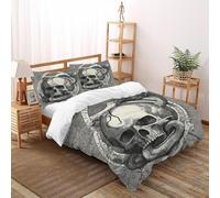 DICVXST 3D Printed Skull Snake Bedding Set with Girls Boys 3 Pcs Microfiber with Pillowcases With Zipper Closure King（220x240cm）