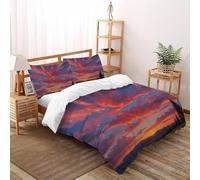 DICVXST 3D Printed Sky Mountain Bedding Bed Set for Kids 3 Piece Microfiber with Pillowcases With Zipper Closure Super King（260x220cm）