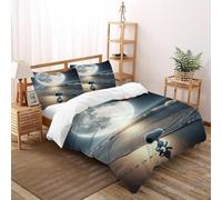 DICVXST 3D Printed Snoopy's Moonlit Stroll Quilt Cover Single for Kids 3 Piece Microfiber And Pillowcases With Zipper Closure Double（200x200cm）