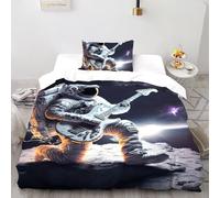 DICVXST 3D Printed Space Rockstar Bedding Bed Set Girls Boys 2 Piece Easy Care with Pillowcases With Zipper Closure Single(135x200cm)