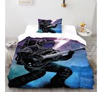 DICVXST 3D Printed Space Rockstar Bedding Bed Set Girls Boys 2 Piece Microfiber And Pillowcases With Zipper Closure Single(135x200cm)