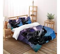 DICVXST 3D Printed Space Rockstar Bedding Bed Set Girls Boys 3 Pcs Microfiber with Pillowcases With Zipper Closure King(220x240cm)
