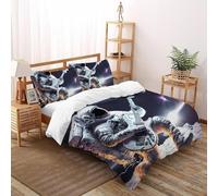 DICVXST 3D Printed Space Rockstar Duvet Cover Sets for Kids 3 Piece Microfiber And Pillowcases With Zipper Closure King(220x240cm)