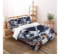 DICVXST 3D Printed Space Rockstar Duvet Cover Sets Girls Boys 3 Pcs Microfiber with Pillowcases With Zipper Closure Double(200x200cm)