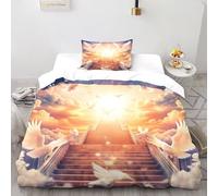 DICVXST 3D Printed Stairway to Heaven Bedding Set with for Kids 2 Piece Microfiber with Pillowcases With Zipper Closure Single（135x200cm）