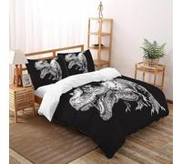 DICVXST 3D Printed T-Rex Roar Quilt Cover Single for Kids 3 Piece Easy Care with Pillowcases With Zipper Closure Super King(260x220cm)
