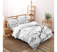 DICVXST 3D Printed T-Rex Sketch Quilt Cover Single Girls Boys 3 Piece Easy Care with Pillowcases With Zipper Closure King(220x240cm)