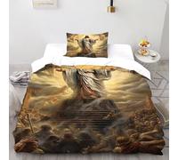 DICVXST 3D Printed The Sermon Quilt Cover Single Girls Boys 2 Pcs Easy Care And Pillowcases With Zipper Closure Single(135x200cm)