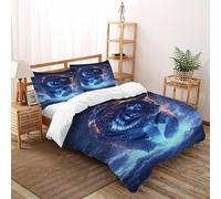 DICVXST 3D Printed Tiger Cosmic Clouds Bedding Set with Girls Boys 3 Piece Microfiber And Pillowcases With Zipper Closure King（220x240cm）