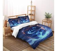 DICVXST 3D Printed Tiger Cosmic Clouds Duvet Cover Set Girls Boys 3 Piece Microfiber with Pillowcases With Zipper Closure Double（200x200cm）
