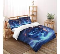 DICVXST 3D Printed Tiger Cosmic Clouds Duvet Cover Sets for Kids 3 Piece Microfiber with Pillowcases With Zipper Closure Super King（260x220cm）