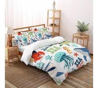 DICVXST 3D Printed Under The Sea Bedding Set with Girls Boys 3 Pcs Microfiber with Pillowcases With Zipper Closure King（220x240cm）