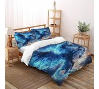 DICVXST 3D Printed Unicorn Lightning Bedding Bed Set for Kids 3 Piece Microfiber with Pillowcases With Zipper Closure Double（200x200cm）