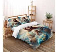 DICVXST 3D Printed World Prayer Duvet Cover Sets Girls Boys 3 Piece Easy Care And Pillowcases With Zipper Closure Double（200x200cm）