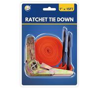 DID 1 Inch x 15 Feet Ratchet Tie Down Strap for Cargo Securing, Heavy Duty Adjustable Lashing Belt with Metal Ratchet Buckle for Trucks, Motorcycles, Luggage, Moving, Travel, Storage and Transport