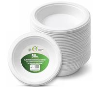 DID 12oz Biodegradable Bagasse Bowls, Compostable & Disposable Food Containers, Heavy Duty Alternative to Plastic Paper Plates Bowls - Ice Cream, Dessert, Salad Serving, Freezer Safe (Pack of 50)