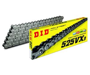 Did 525 VX3 B&B X-Ring Motorcycle Chain Black with Rivet Lock 118 Links