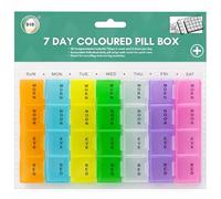 Pill Box 7 Days 28 Compartments, Pill Organisers, Pill Box, Large Capacity Medicine Organiser for Vitamin Fish Oil Supplements Medication - Multicolour