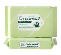 DID Cleansing Facial Wipes with Aloe Vera Extract, Helps to Remove Makeup, Dirt & Oil, Lightly Fragranced Wet tissues for All Skin Types, Travel Essential for Face in Everyday Use Pack of 50