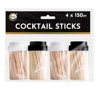 DID Cocktail Sticks 600pcs, Wooden Bamboo Toothpicks Food Picks for Appetizers, Barbecue, Grill, Fruit, Party Skewers, Disposable Sticks for Home, Bar, Catering Supplies or Arts & Crafts - 4 x 150pc