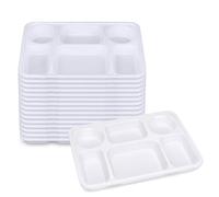 DID Deluxe Heavy Duty 6 Compartment Plastic Dinner Plates, Reusable Washable White Catering Serving Trays for Parties, Buffets, Events, Food Platters, Plates Set Home Use Dining (Pack of 25)