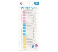 Baby Diaper Pins Nappy Safety Pin Coloured Changing Fastener Cloth 12 Pack