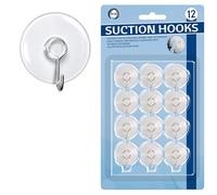 DID Heavy Duty 12 Pack Suction Hook Set, Provides No Damage, Reusable Solution for Hanging Kitchen & Bathroom Essentials, on Glass Tile Enamel Shower Surfaces for Organized Home