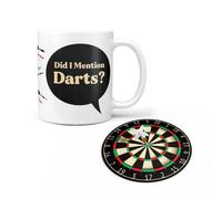 Fun Mug and Coaster Gift Set ‘Did I Mention…’ for Running, Vegan, The Gym (and More!) Obsessives! Perfect Office Secret Santa or Birthday Gift ('Did I Mention Darts?' Mug)